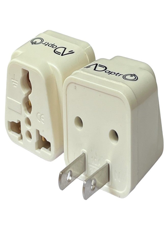 Adaptro India to USA, Japan, Canada, Plug Converter for Travel US, Philippines, Mexico, Brazil, Cuba, Thailand, Taiwan, Panama etc. Type A Universal Adapter (Pack of 2) White - Image 1